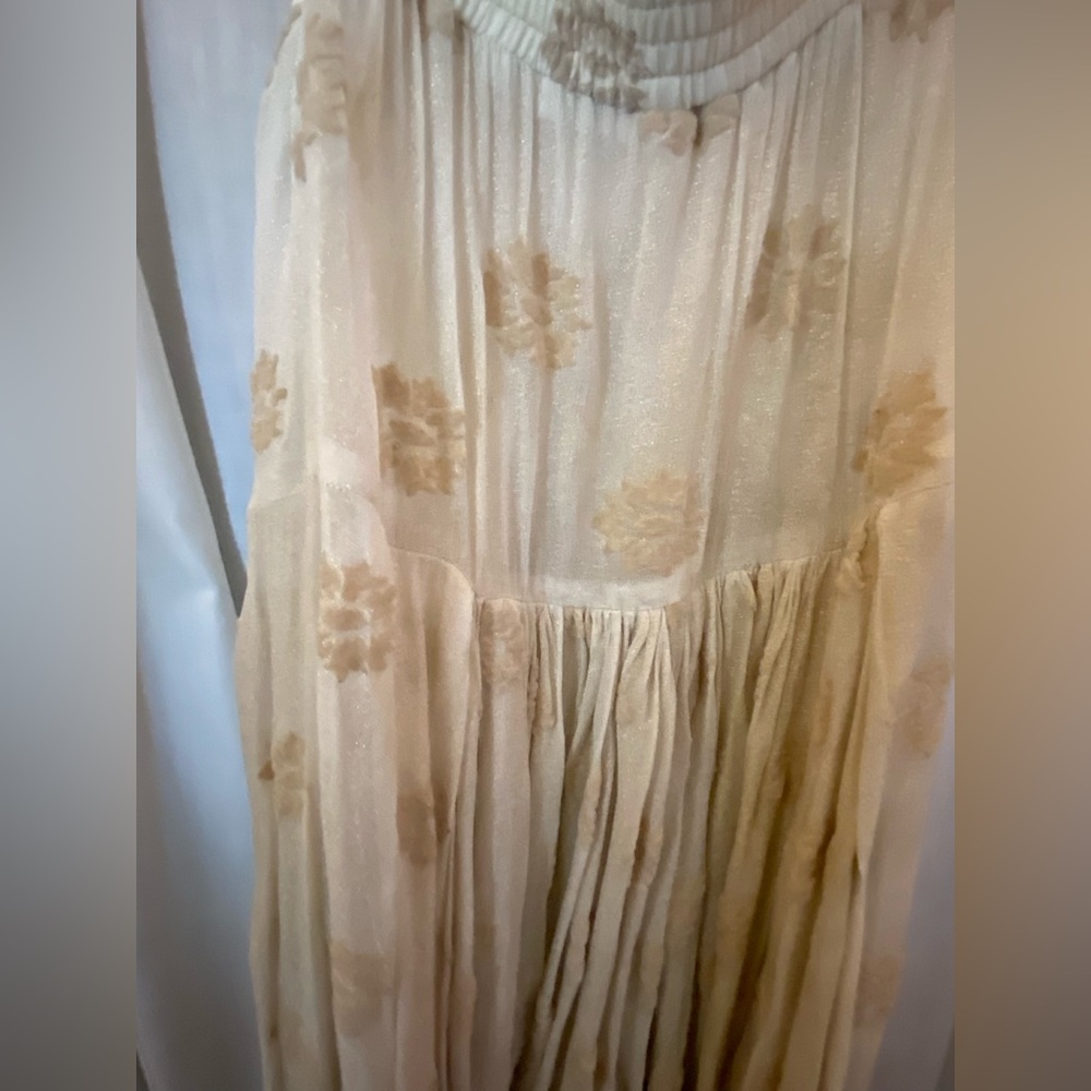 Free People New Romantics Cream & Gold Sequined Overalls size Woman’s Small - Picture 5 of 13